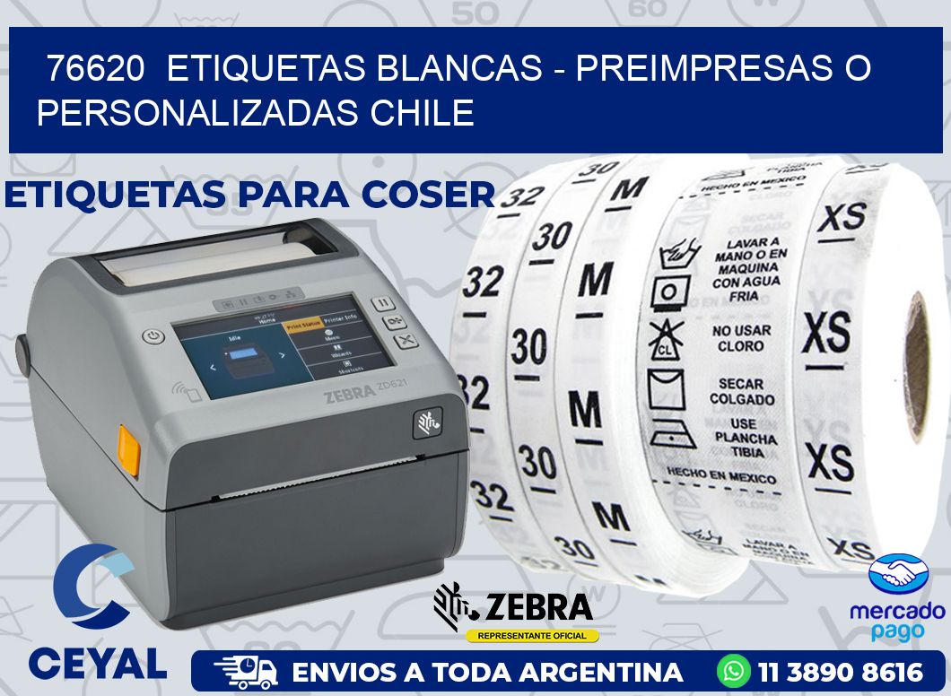 76620  ETIQUETAS BLANCAS - PREIMPRESAS O PERSONALIZADAS CHILE