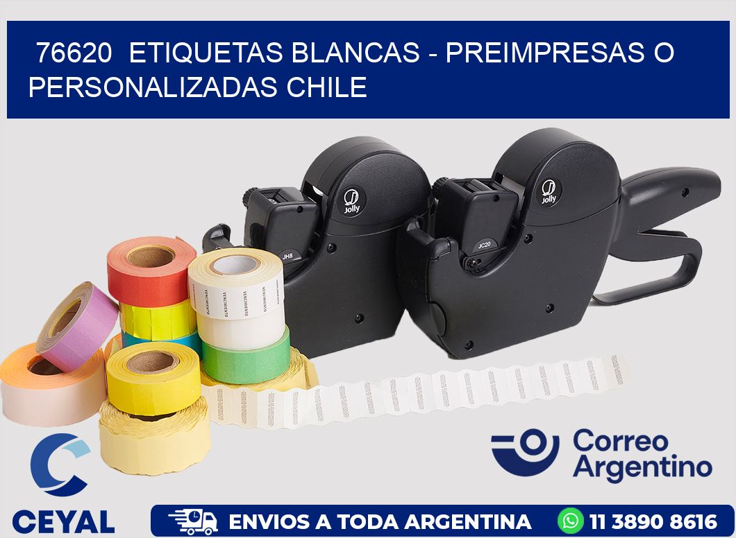 76620  ETIQUETAS BLANCAS - PREIMPRESAS O PERSONALIZADAS CHILE