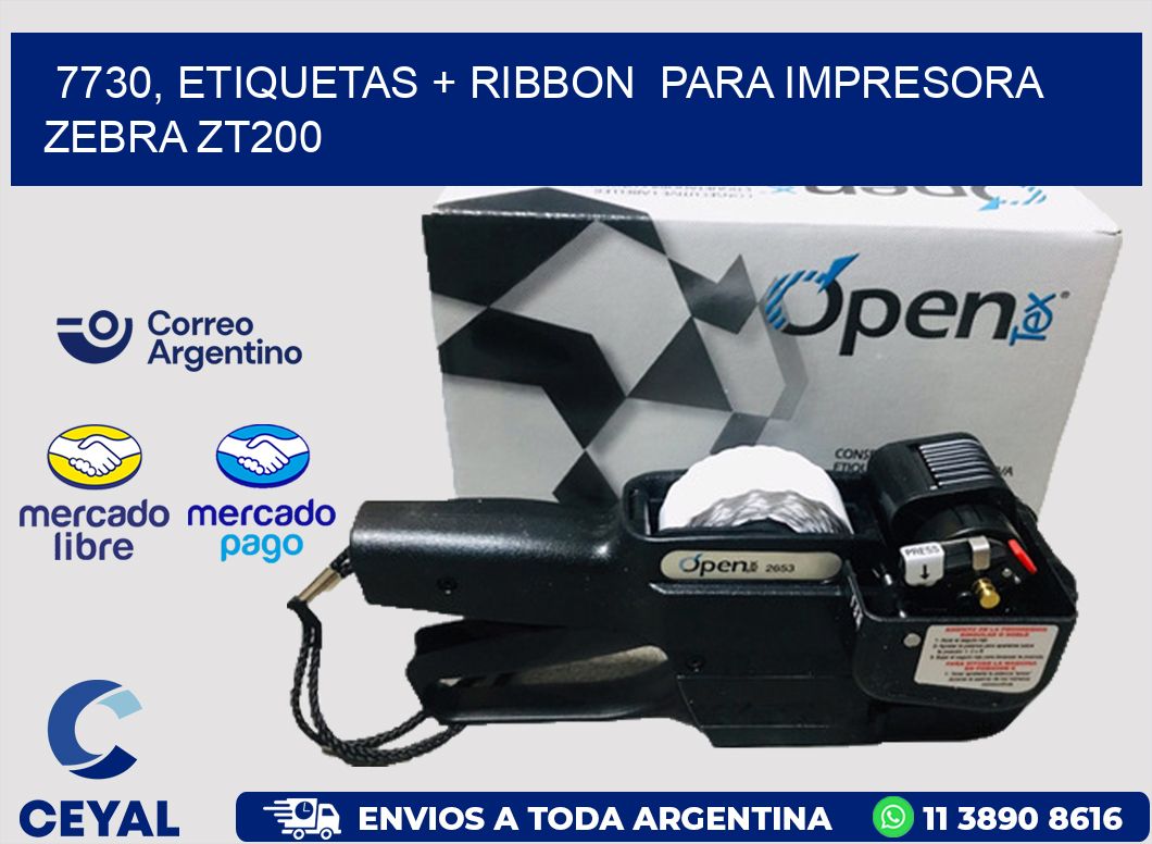 7730, etiquetas + ribbon  para impresora zebra ZT200