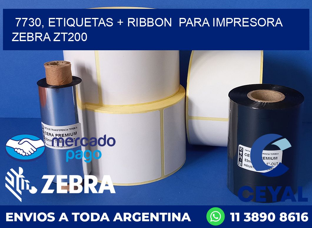 7730, etiquetas + ribbon  para impresora zebra ZT200