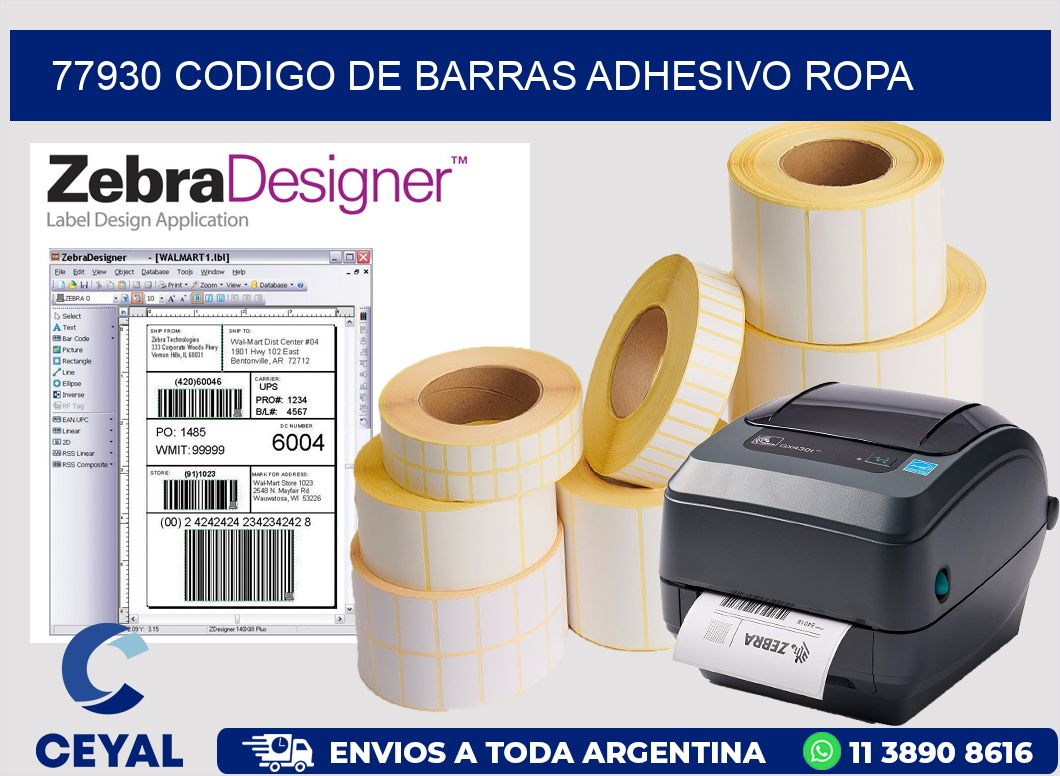 77930 CODIGO DE BARRAS ADHESIVO ROPA