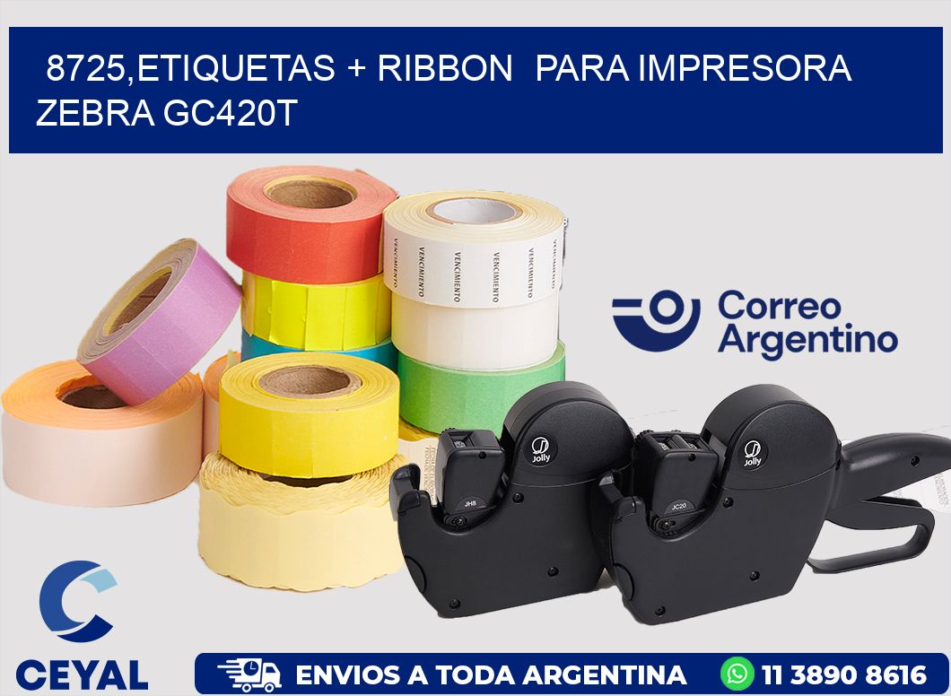 8725,etiquetas + ribbon para impresora zebra GC420T