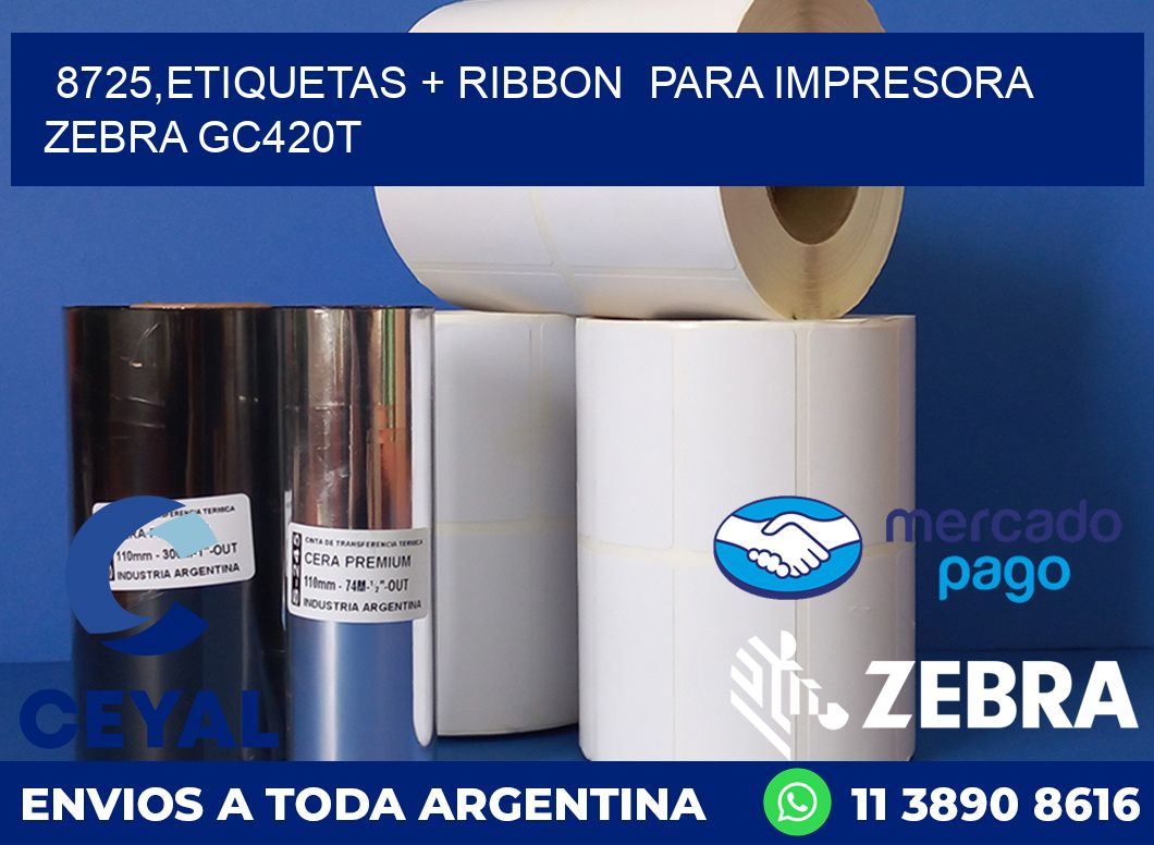 8725,etiquetas + ribbon para impresora zebra GC420T