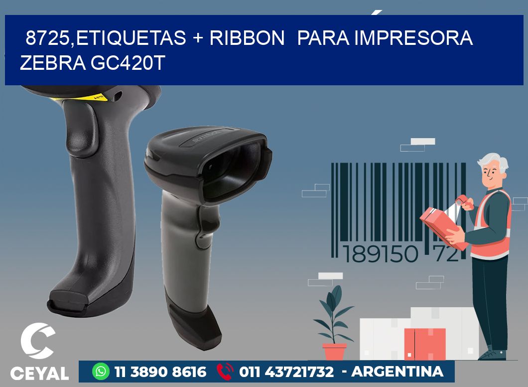 8725,etiquetas + ribbon para impresora zebra GC420T