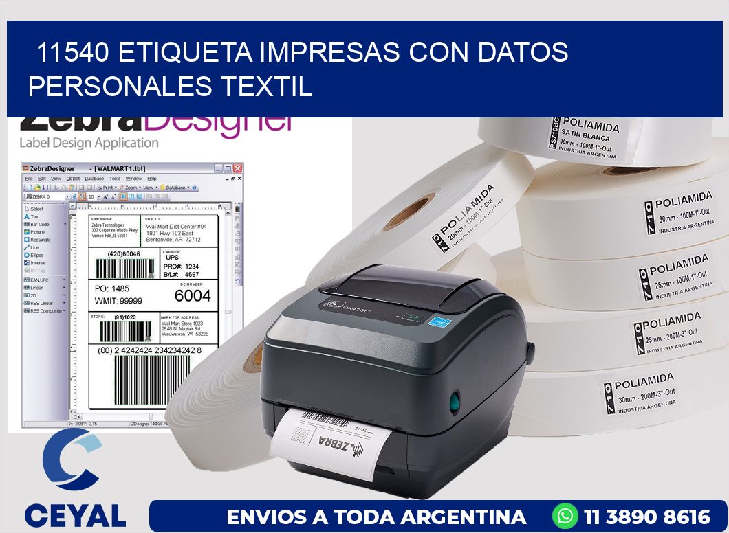 11540 ETIQUETA IMPRESAS CON DATOS PERSONALES TEXTIL
