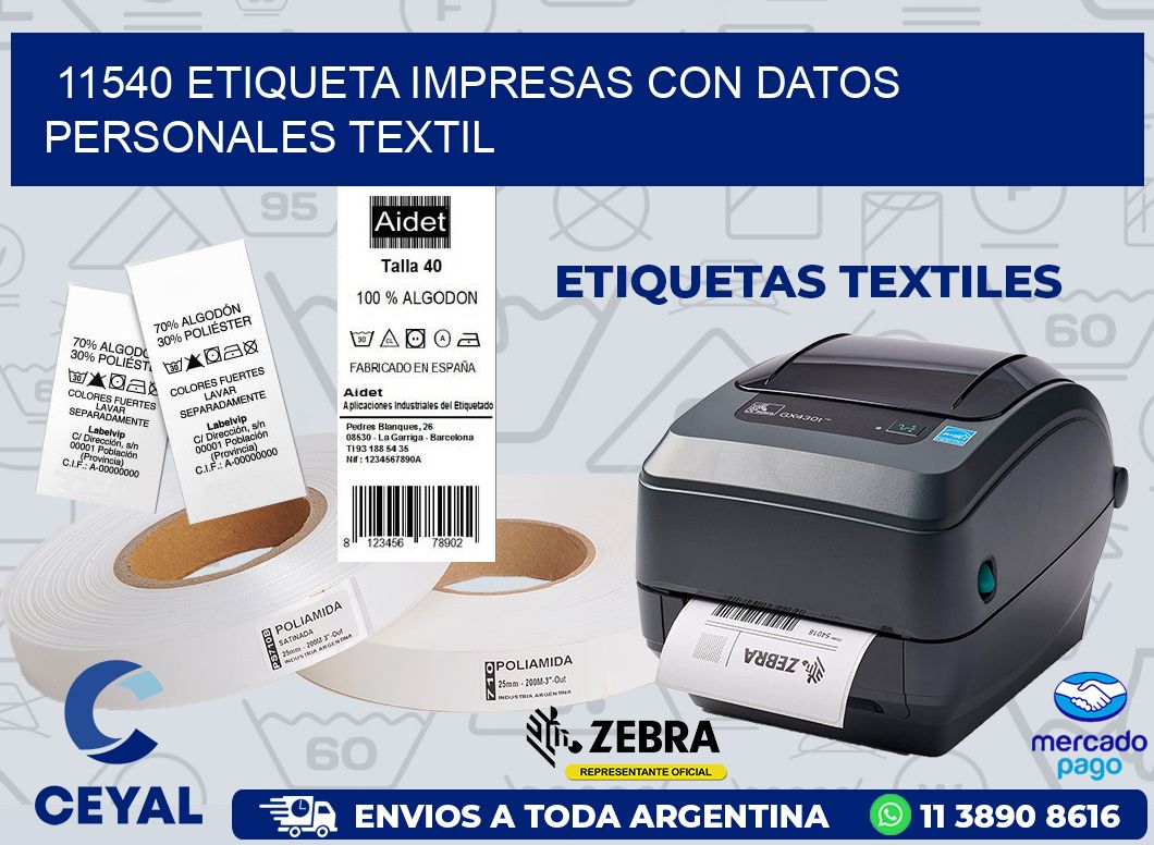 11540 ETIQUETA IMPRESAS CON DATOS PERSONALES TEXTIL
