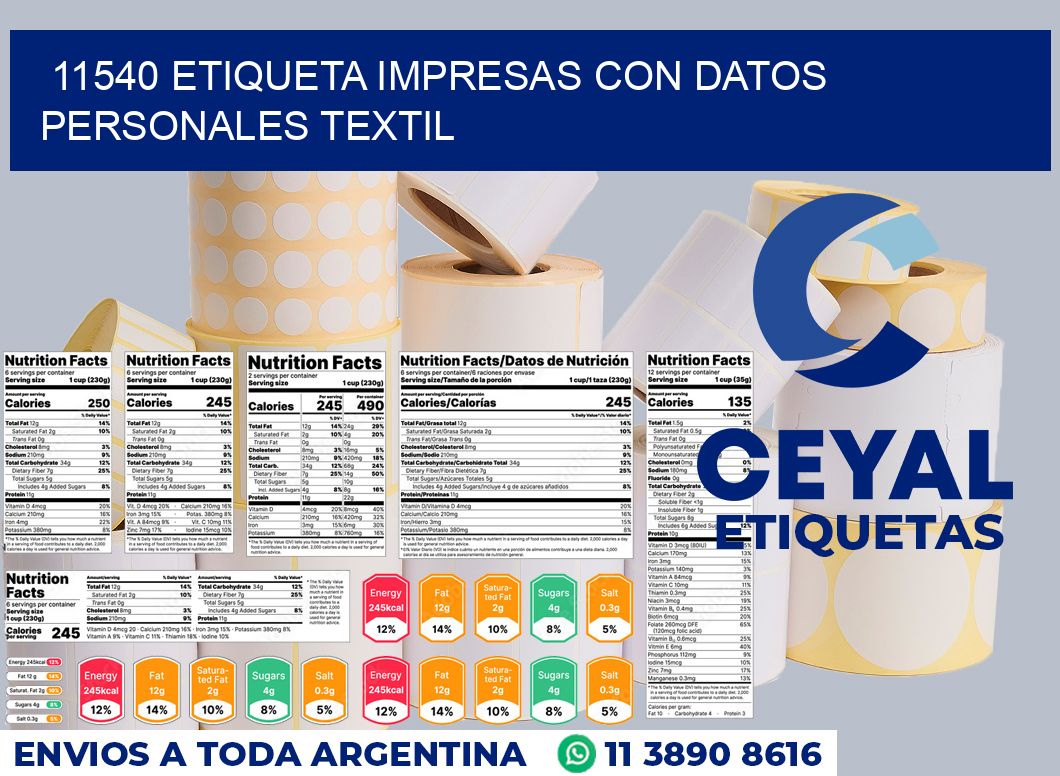 11540 ETIQUETA IMPRESAS CON DATOS PERSONALES TEXTIL