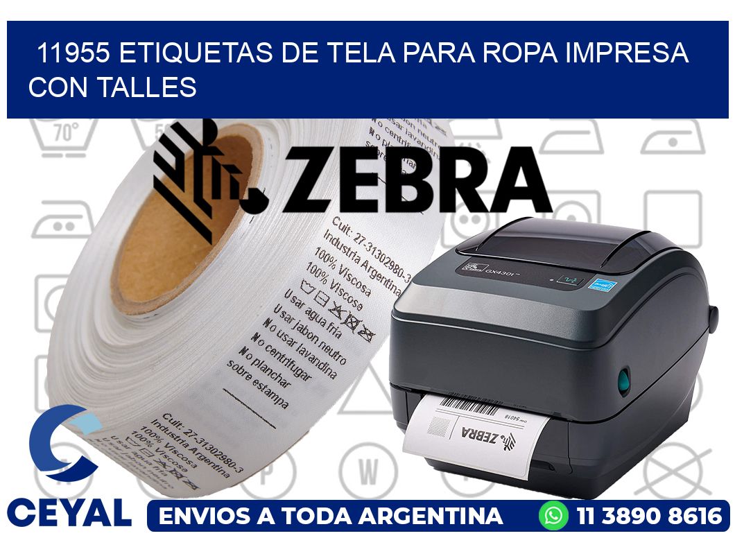 11955 ETIQUETAS DE TELA PARA ROPA IMPRESA CON TALLES
