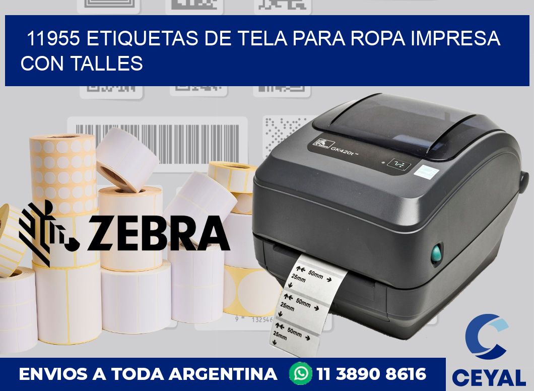 11955 ETIQUETAS DE TELA PARA ROPA IMPRESA CON TALLES