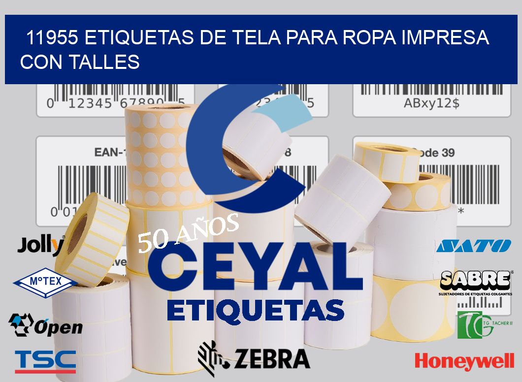 11955 ETIQUETAS DE TELA PARA ROPA IMPRESA CON TALLES