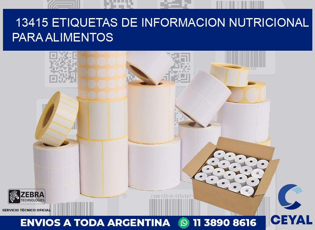 13415 ETIQUETAS DE INFORMACION NUTRICIONAL PARA ALIMENTOS