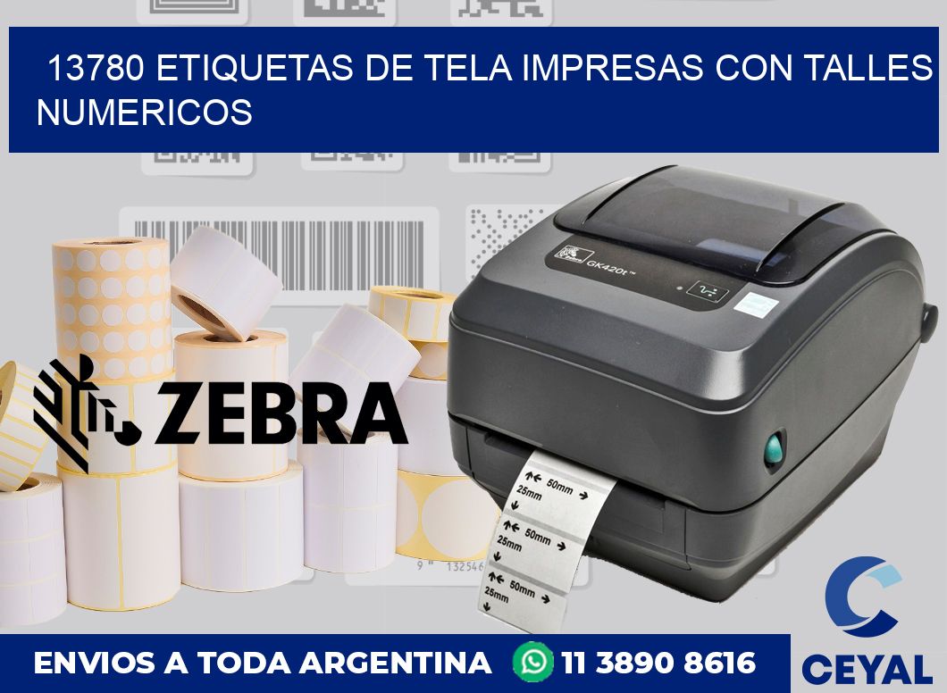 13780 ETIQUETAS DE TELA IMPRESAS CON TALLES NUMERICOS