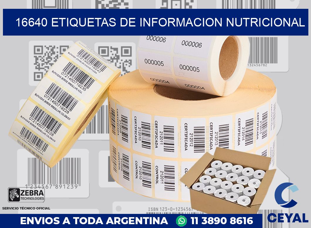 16640 ETIQUETAS DE INFORMACION NUTRICIONAL