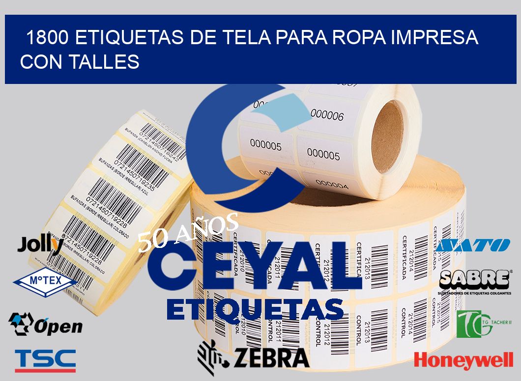 1800 ETIQUETAS DE TELA PARA ROPA IMPRESA CON TALLES