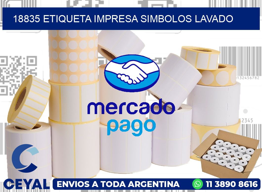 18835 ETIQUETA IMPRESA SIMBOLOS LAVADO