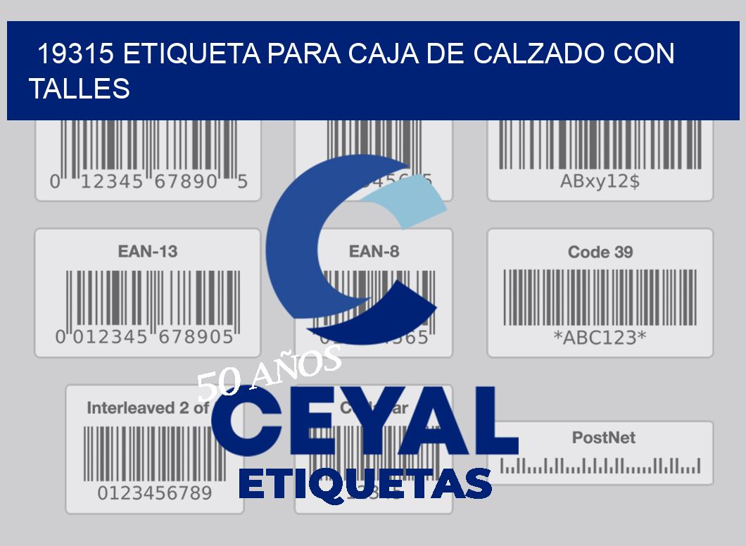 19315 ETIQUETA PARA CAJA DE CALZADO CON TALLES