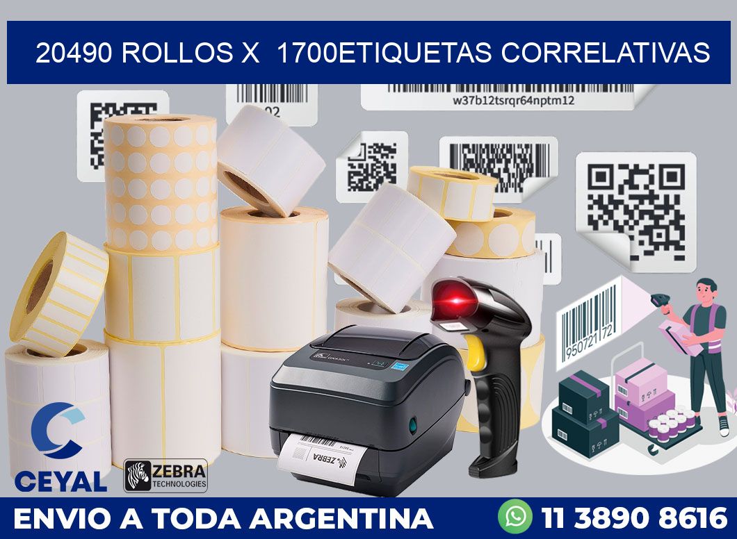 20490 Rollos x  1700etiquetas correlativas