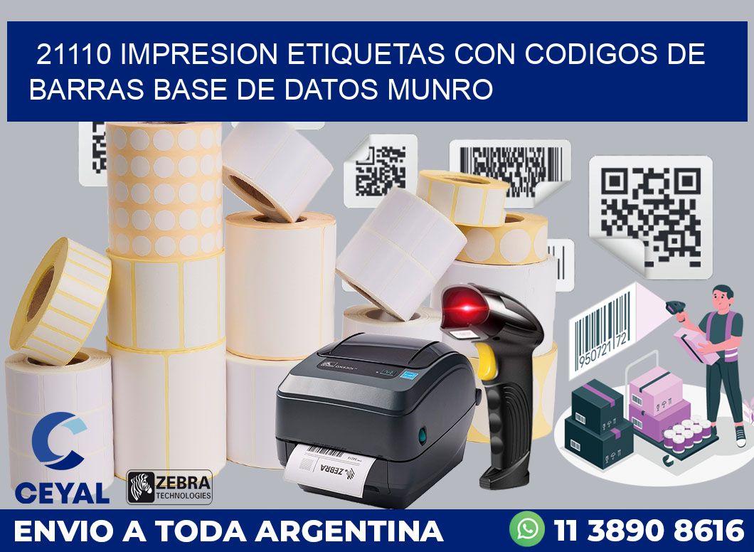 21110 IMPRESION ETIQUETAS CON CODIGOS DE BARRAS BASE DE DATOS MUNRO