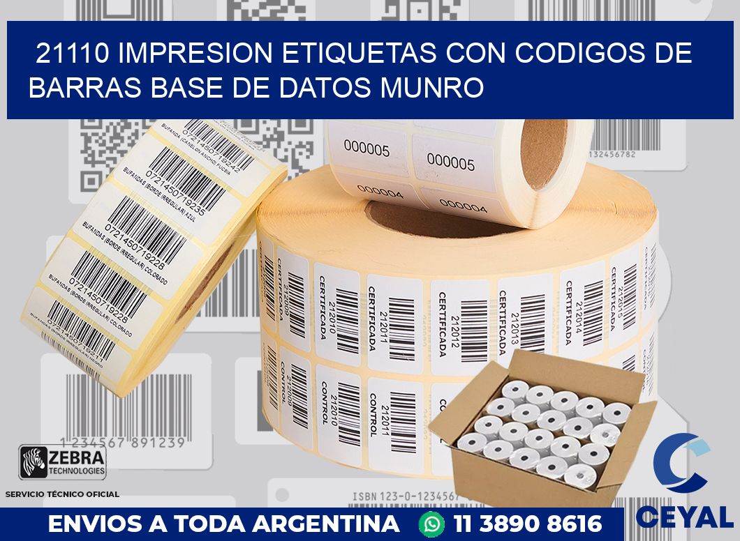 21110 IMPRESION ETIQUETAS CON CODIGOS DE BARRAS BASE DE DATOS MUNRO