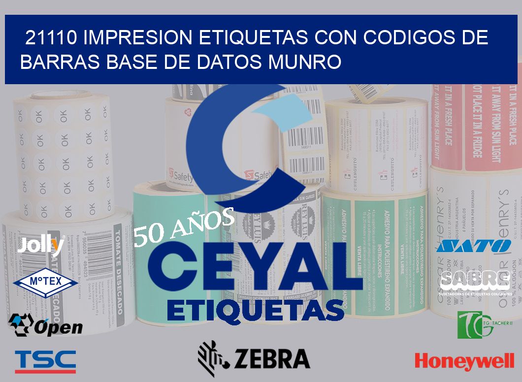 21110 IMPRESION ETIQUETAS CON CODIGOS DE BARRAS BASE DE DATOS MUNRO
