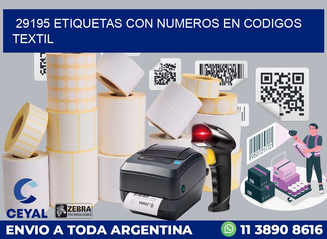 29195 ETIQUETAS CON NUMEROS EN CODIGOS TEXTIL