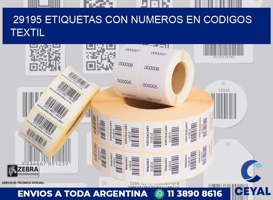 29195 ETIQUETAS CON NUMEROS EN CODIGOS TEXTIL