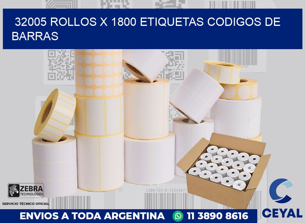 32005 Rollos x 1800 etiquetas codigos de barras