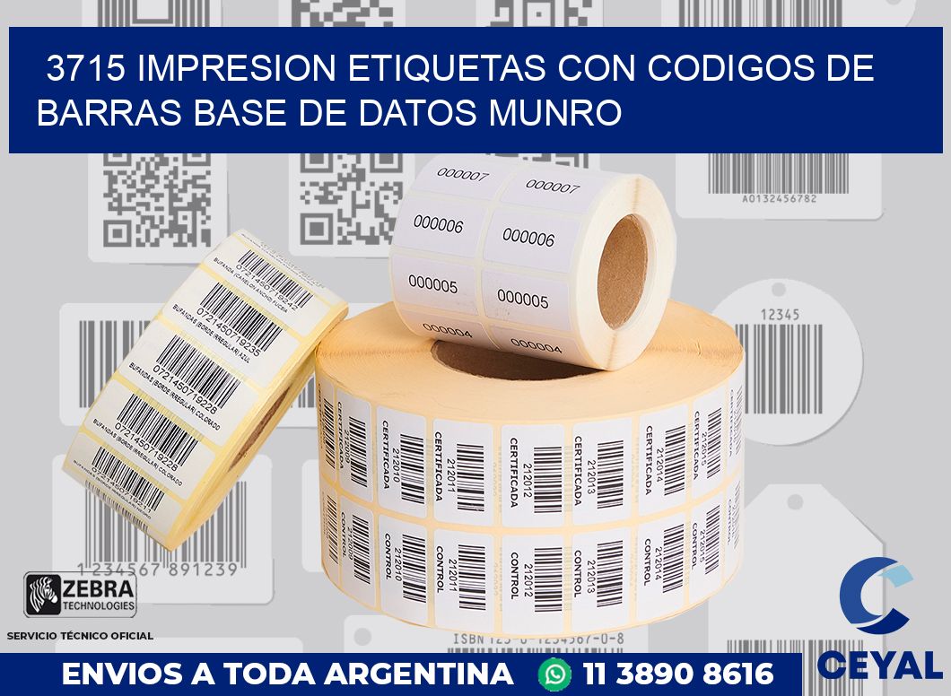 3715 IMPRESION ETIQUETAS CON CODIGOS DE BARRAS BASE DE DATOS MUNRO