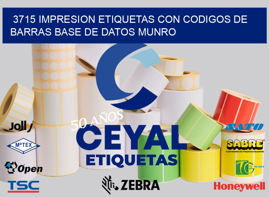 3715 IMPRESION ETIQUETAS CON CODIGOS DE BARRAS BASE DE DATOS MUNRO