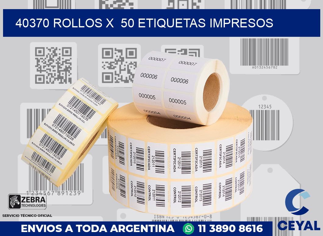 40370 Rollos x  50 etiquetas impresos