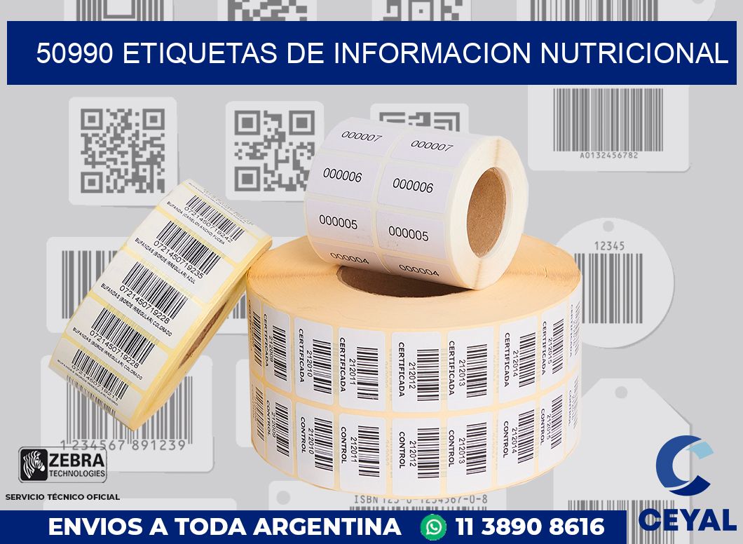 50990 ETIQUETAS DE INFORMACION NUTRICIONAL