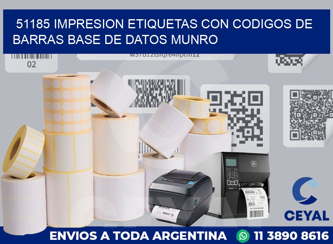 51185 IMPRESION ETIQUETAS CON CODIGOS DE BARRAS BASE DE DATOS MUNRO