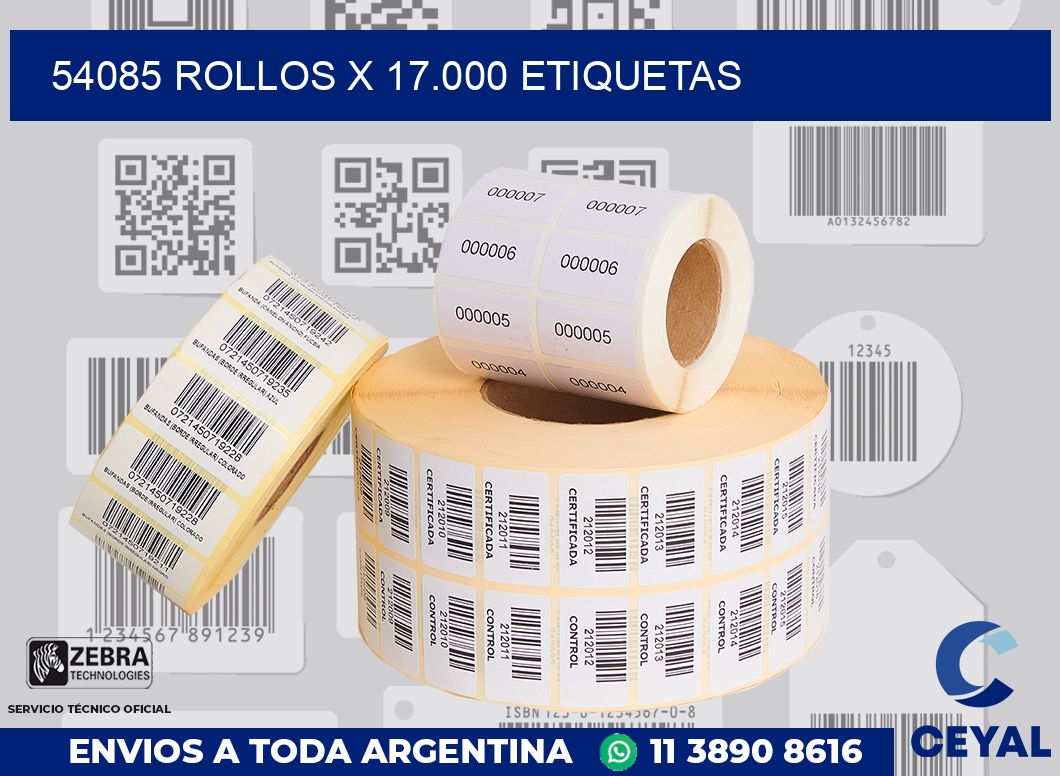 54085 Rollos x 17.000 etiquetas