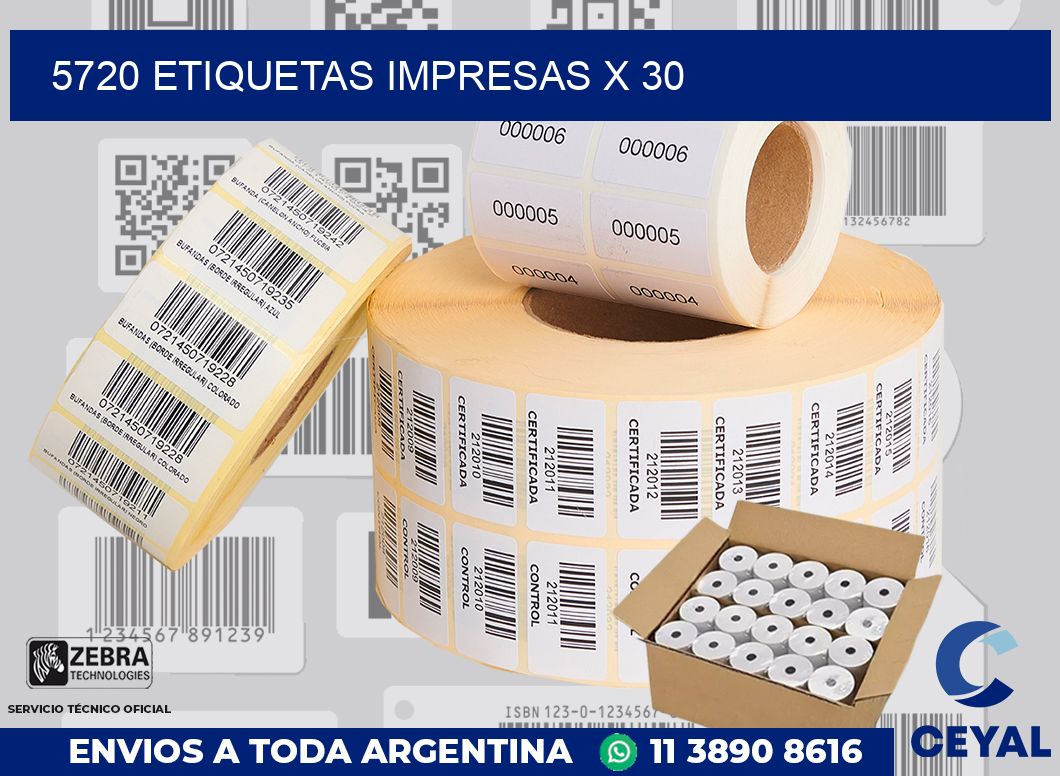 5720 Etiquetas impresas x 30