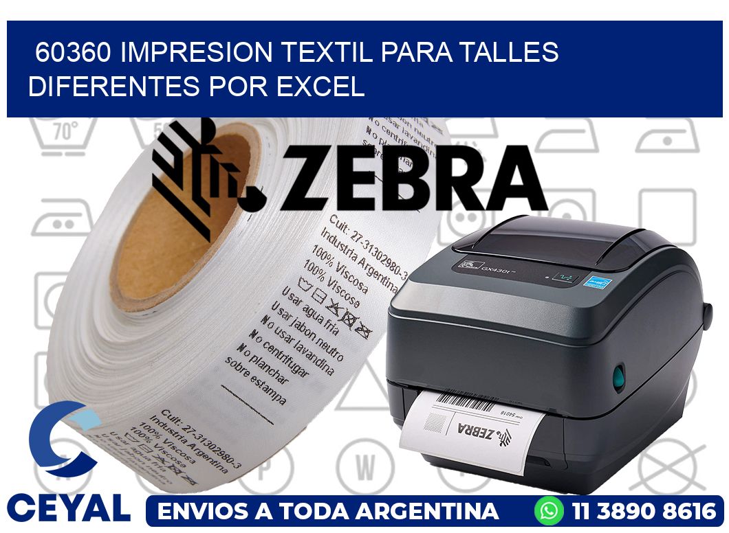60360 IMPRESION TEXTIL PARA TALLES DIFERENTES POR EXCEL
