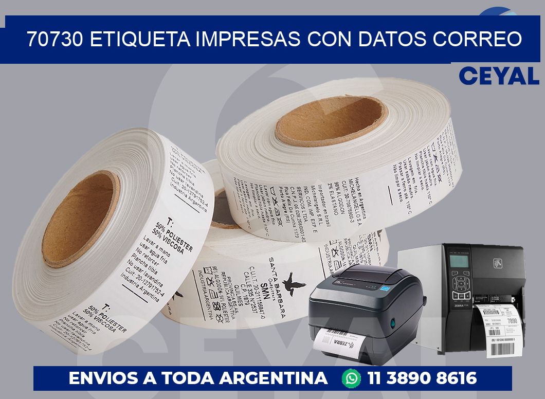70730 ETIQUETA IMPRESAS CON DATOS CORREO