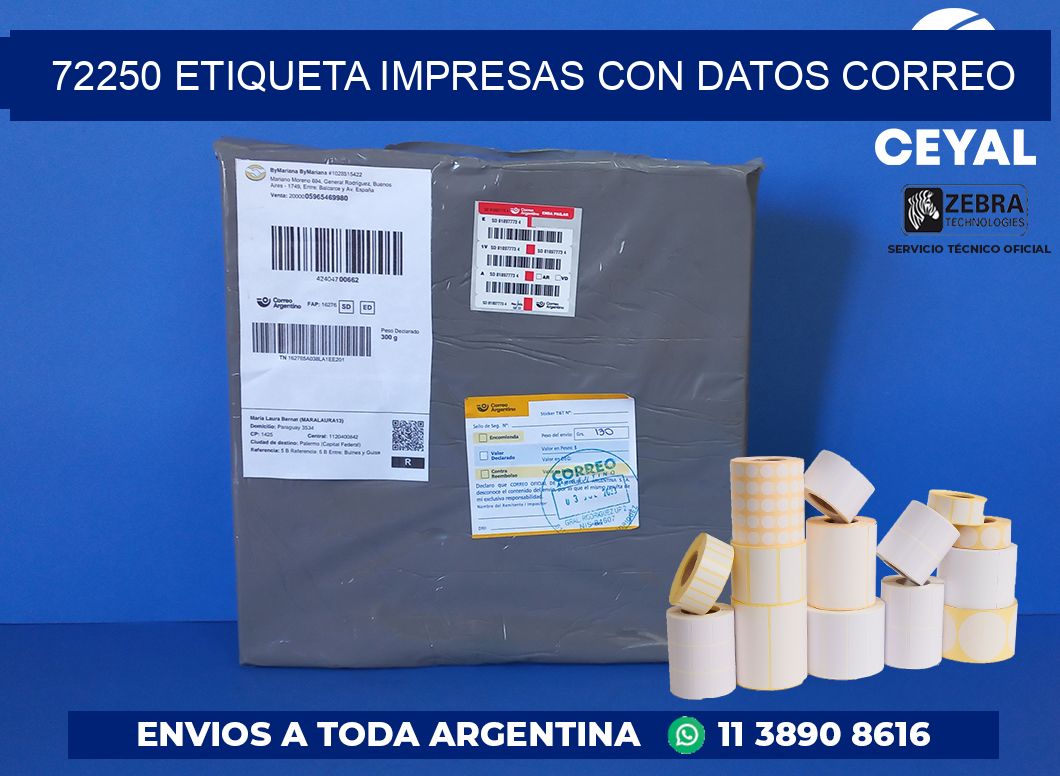 72250 ETIQUETA IMPRESAS CON DATOS CORREO