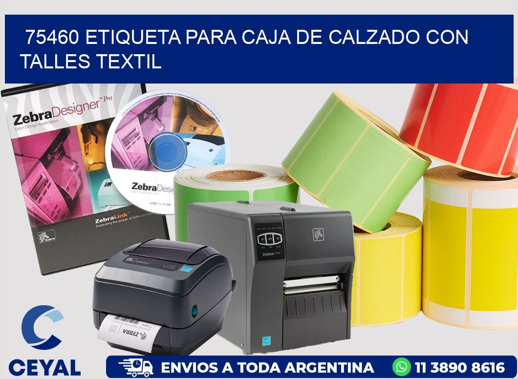 75460 ETIQUETA PARA CAJA DE CALZADO CON TALLES TEXTIL