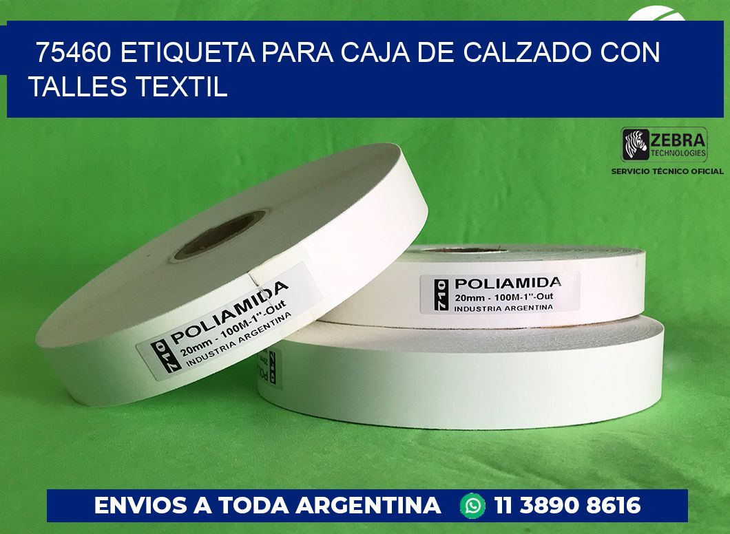 75460 ETIQUETA PARA CAJA DE CALZADO CON TALLES TEXTIL