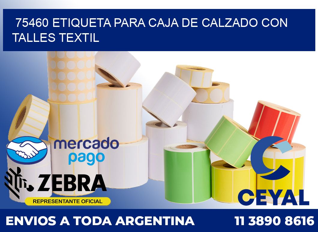 75460 ETIQUETA PARA CAJA DE CALZADO CON TALLES TEXTIL