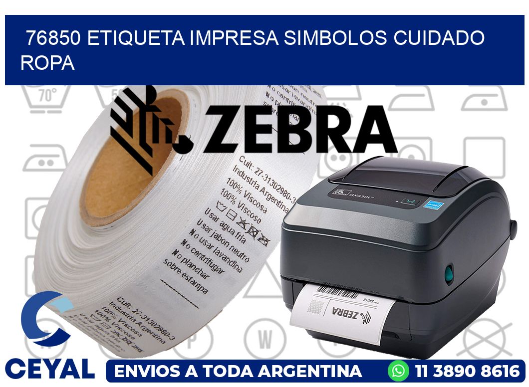 76850 ETIQUETA IMPRESA SIMBOLOS CUIDADO ROPA