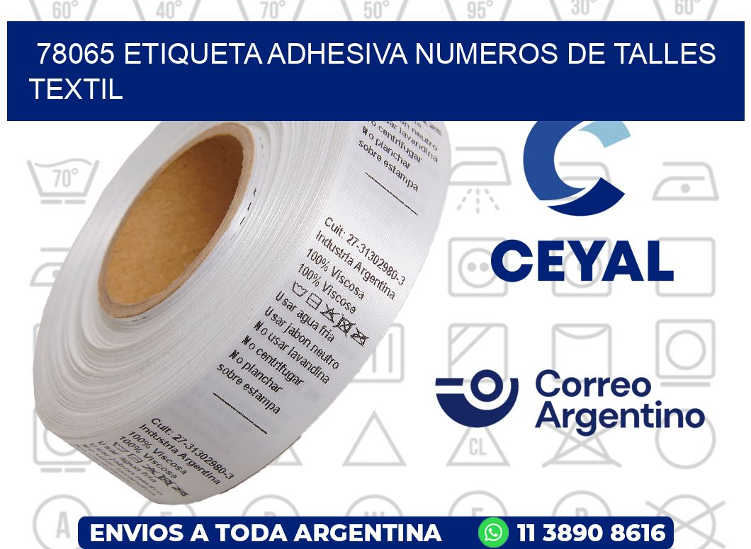 78065 ETIQUETA ADHESIVA NUMEROS DE TALLES TEXTIL