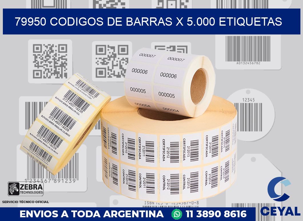 79950 codigos de barras x 5.000 etiquetas