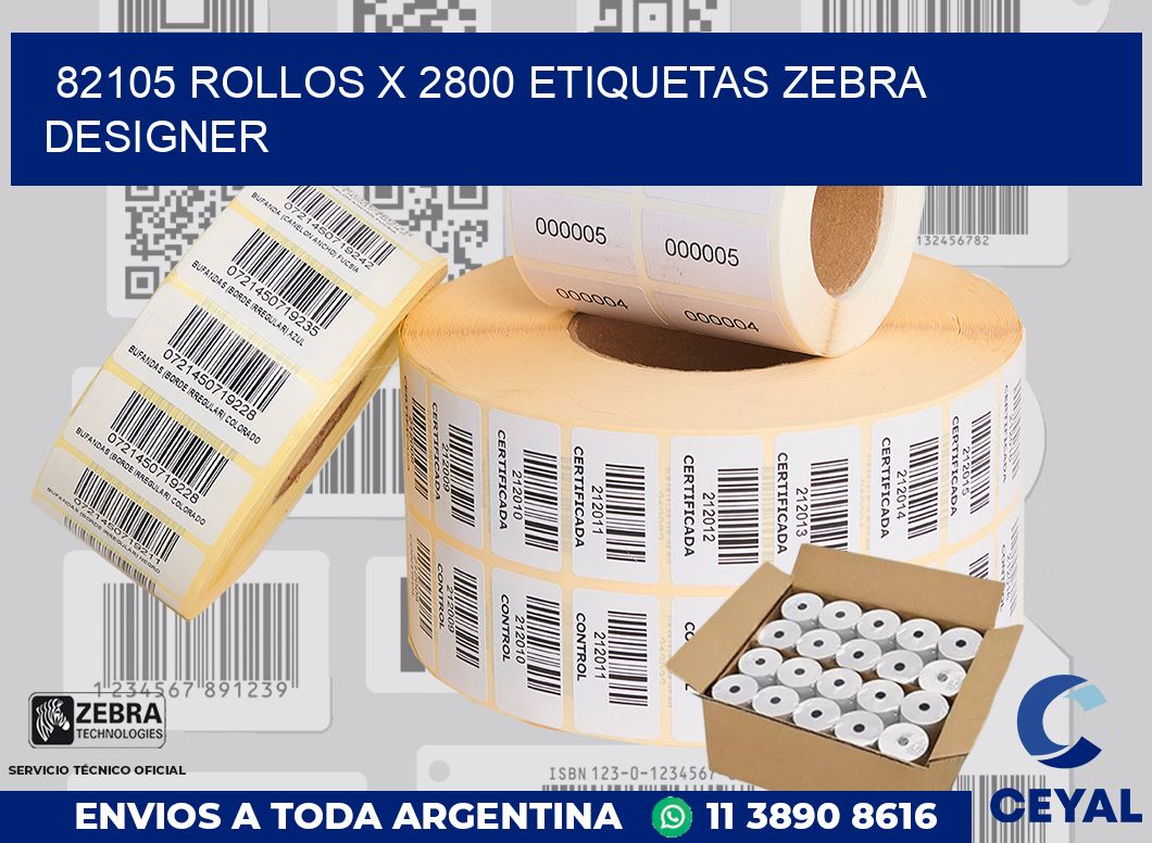 82105 Rollos x 2800 etiquetas zebra designer