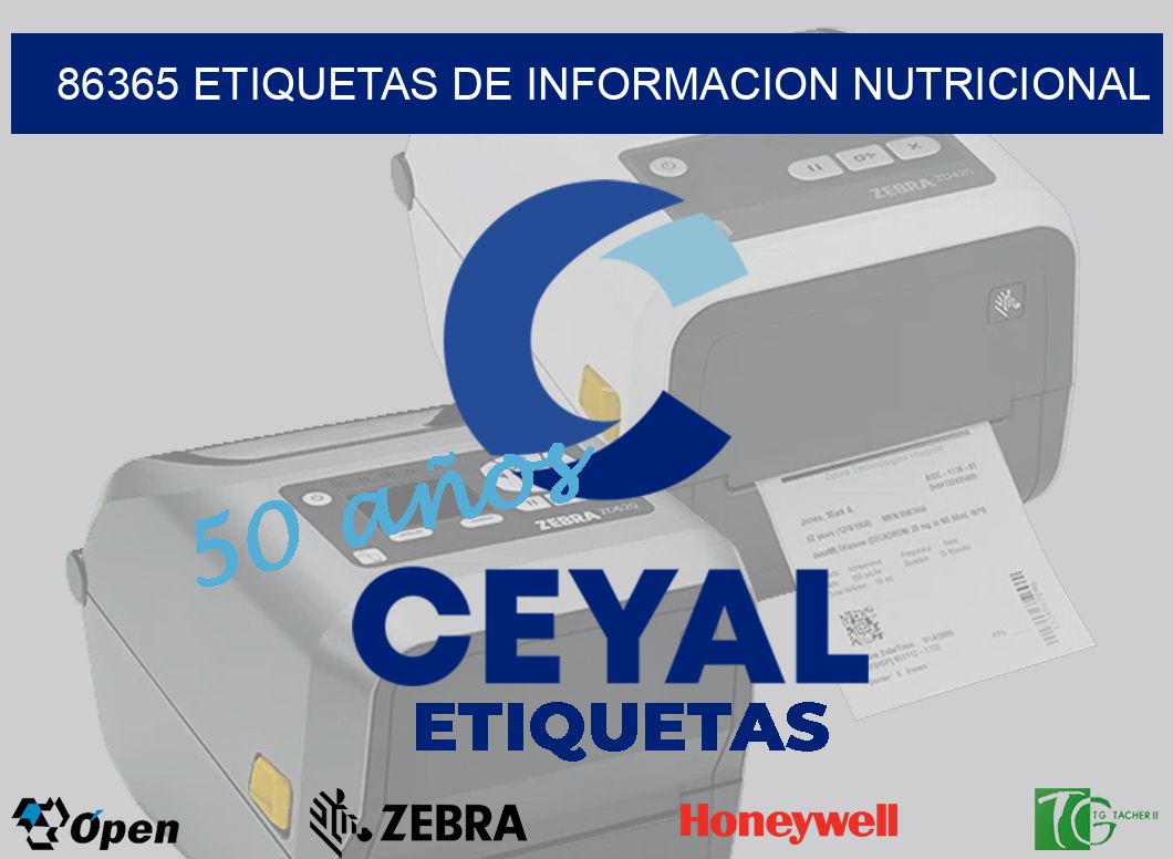 86365 ETIQUETAS DE INFORMACION NUTRICIONAL