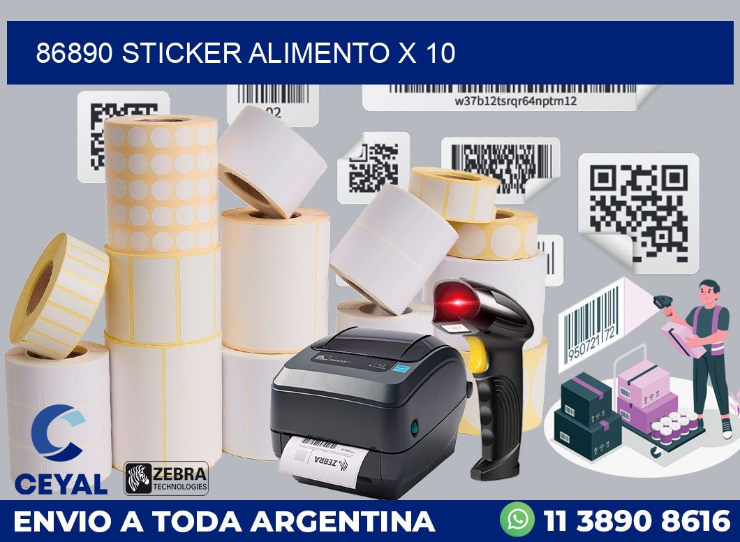 86890 sticker alimento x 10