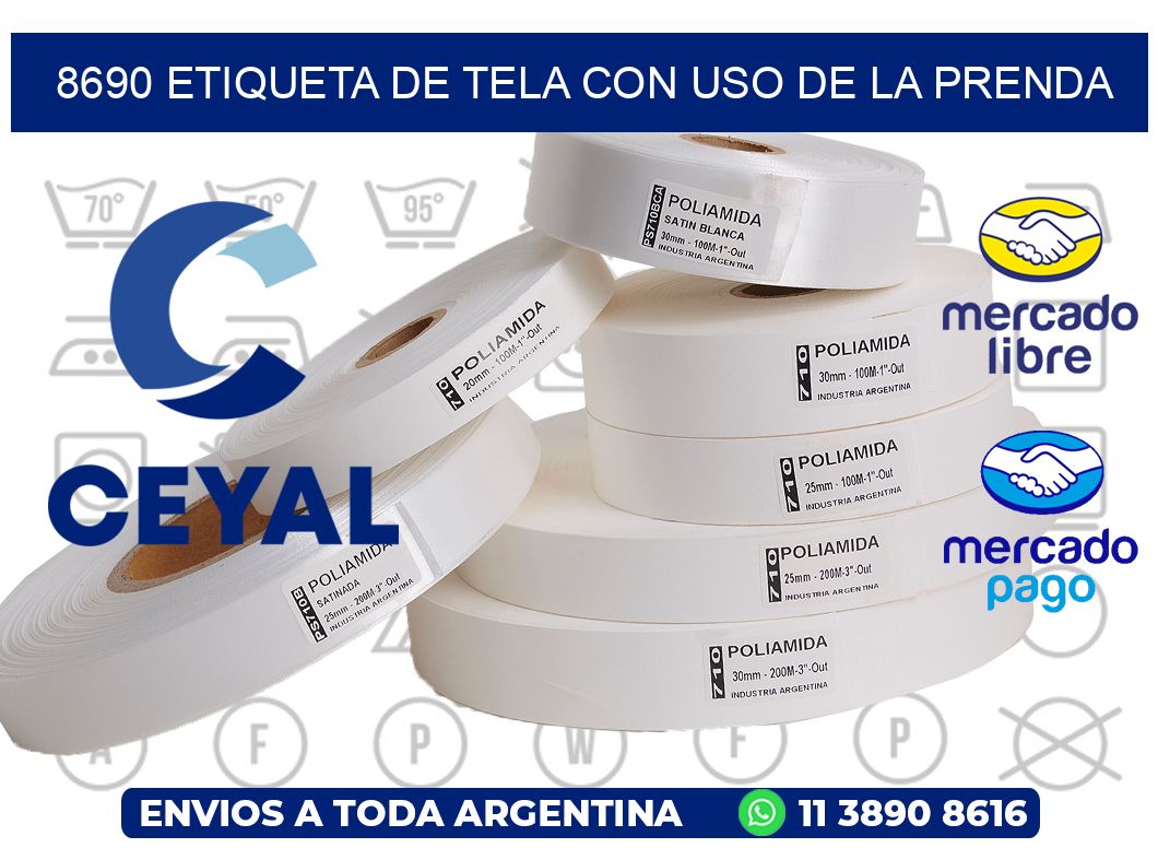 8690 ETIQUETA DE TELA CON USO DE LA PRENDA