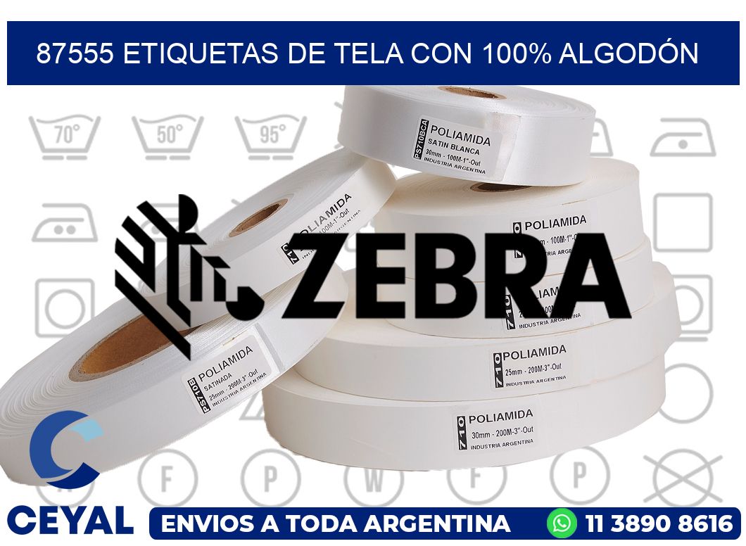 87555 ETIQUETAS DE TELA CON 100% ALGODÓN