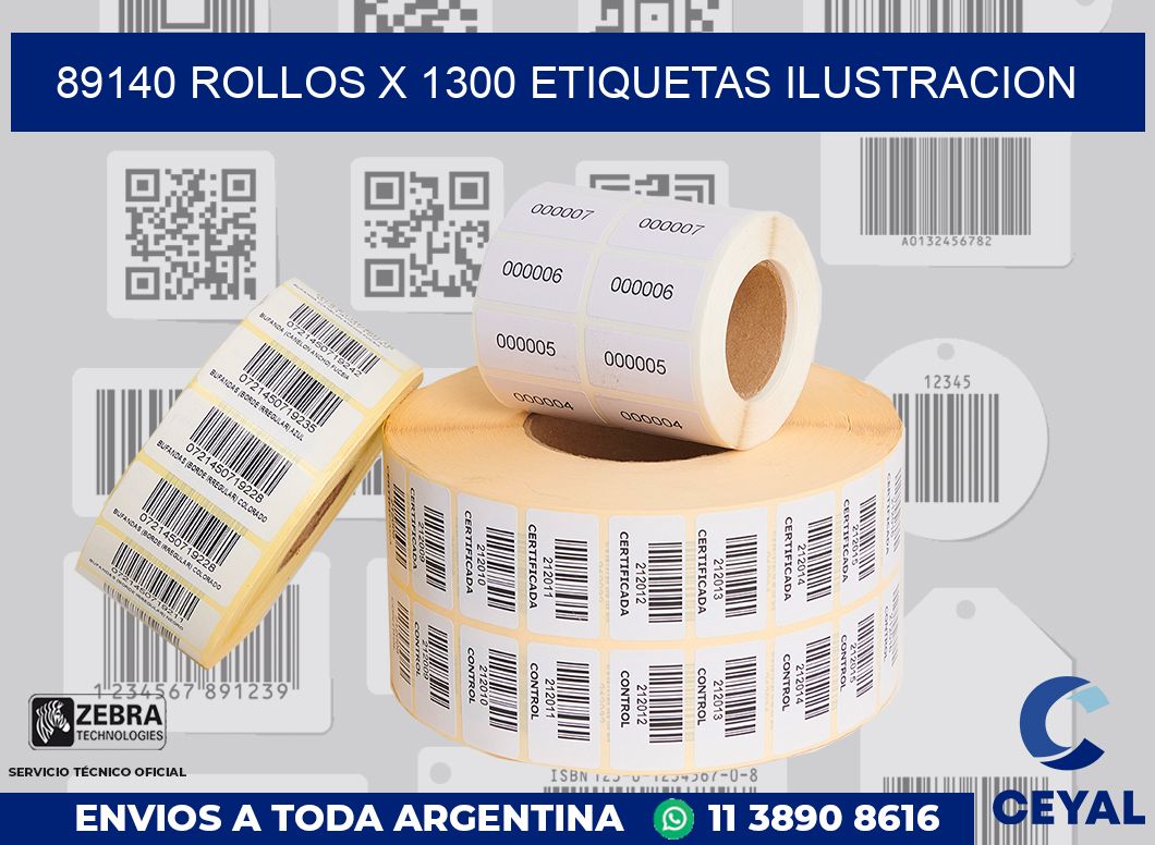 89140 Rollos x 1300 etiquetas ilustracion