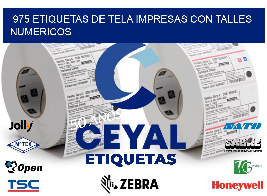 975 ETIQUETAS DE TELA IMPRESAS CON TALLES NUMERICOS